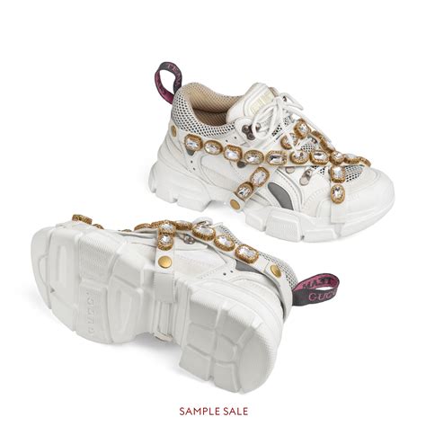 gucci flashtrek sneakers white with removable crystals|Gucci flashtrek sneakers price.